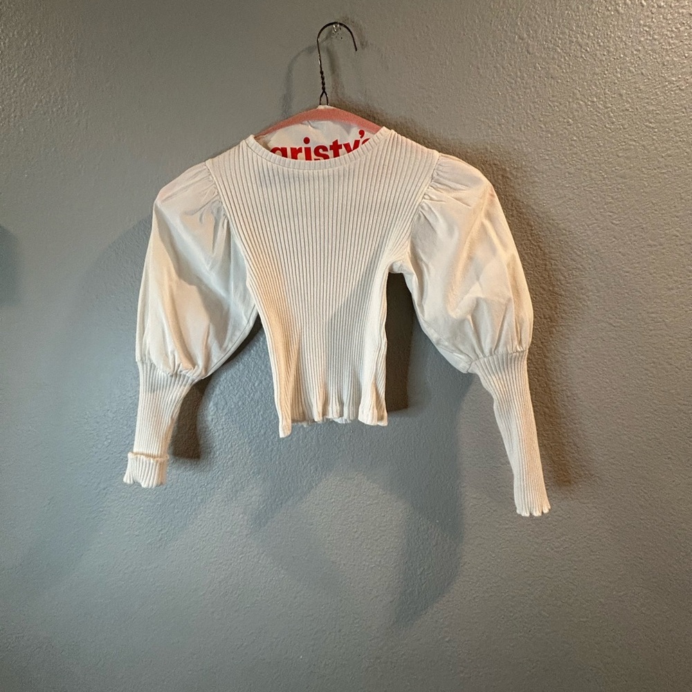 Zara White Textured Knit Top